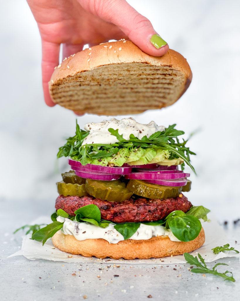 vegansk svampebøf burger