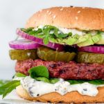 vegansk svampebøf i burger