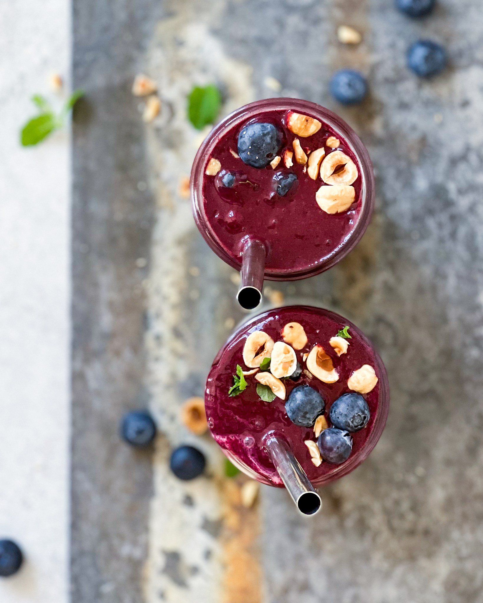 sund smoothie med blåbær