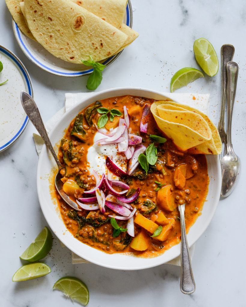 nem vegetarisk gryderet kartoffel curry