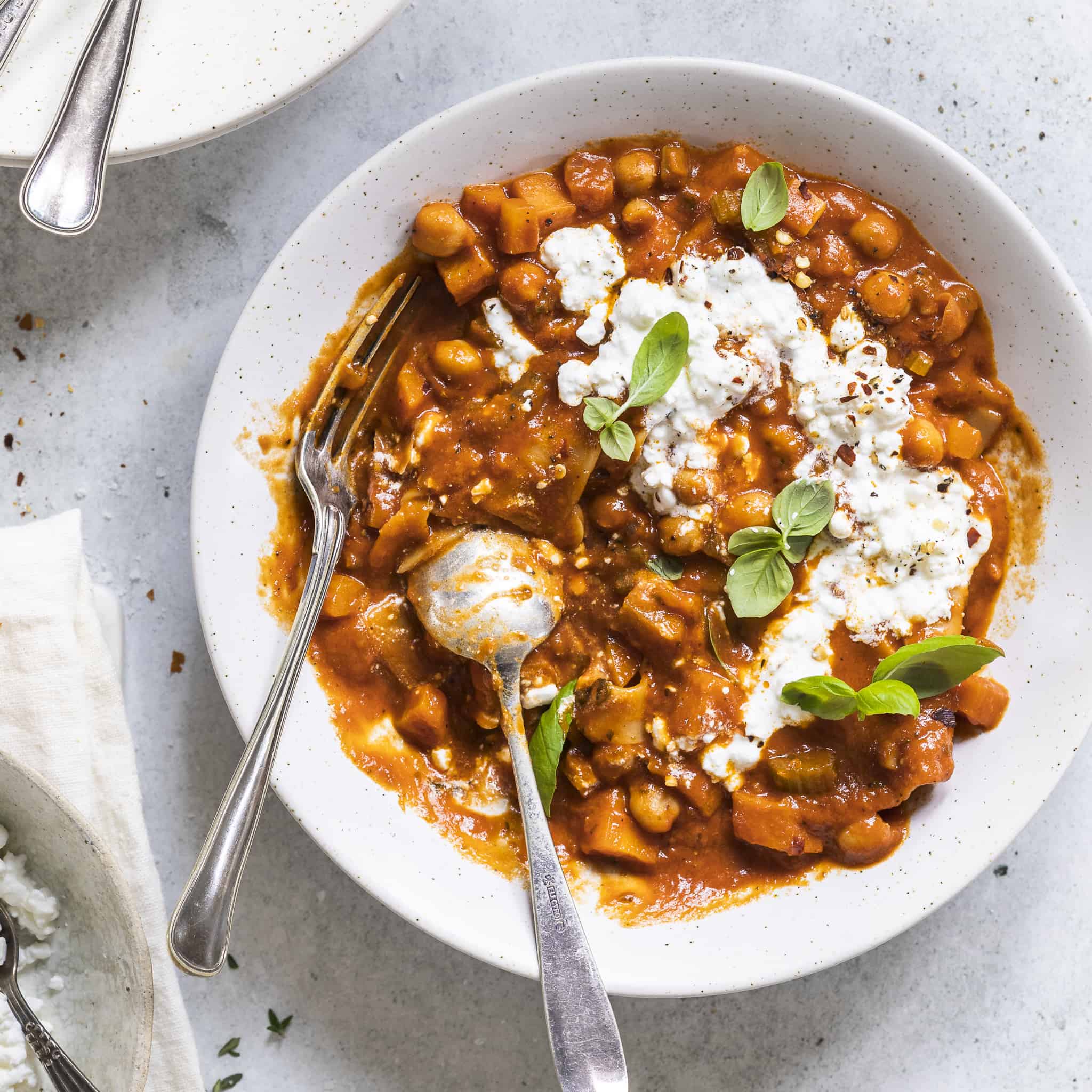 Vegetarisk lasagnesuppe med kikærter
