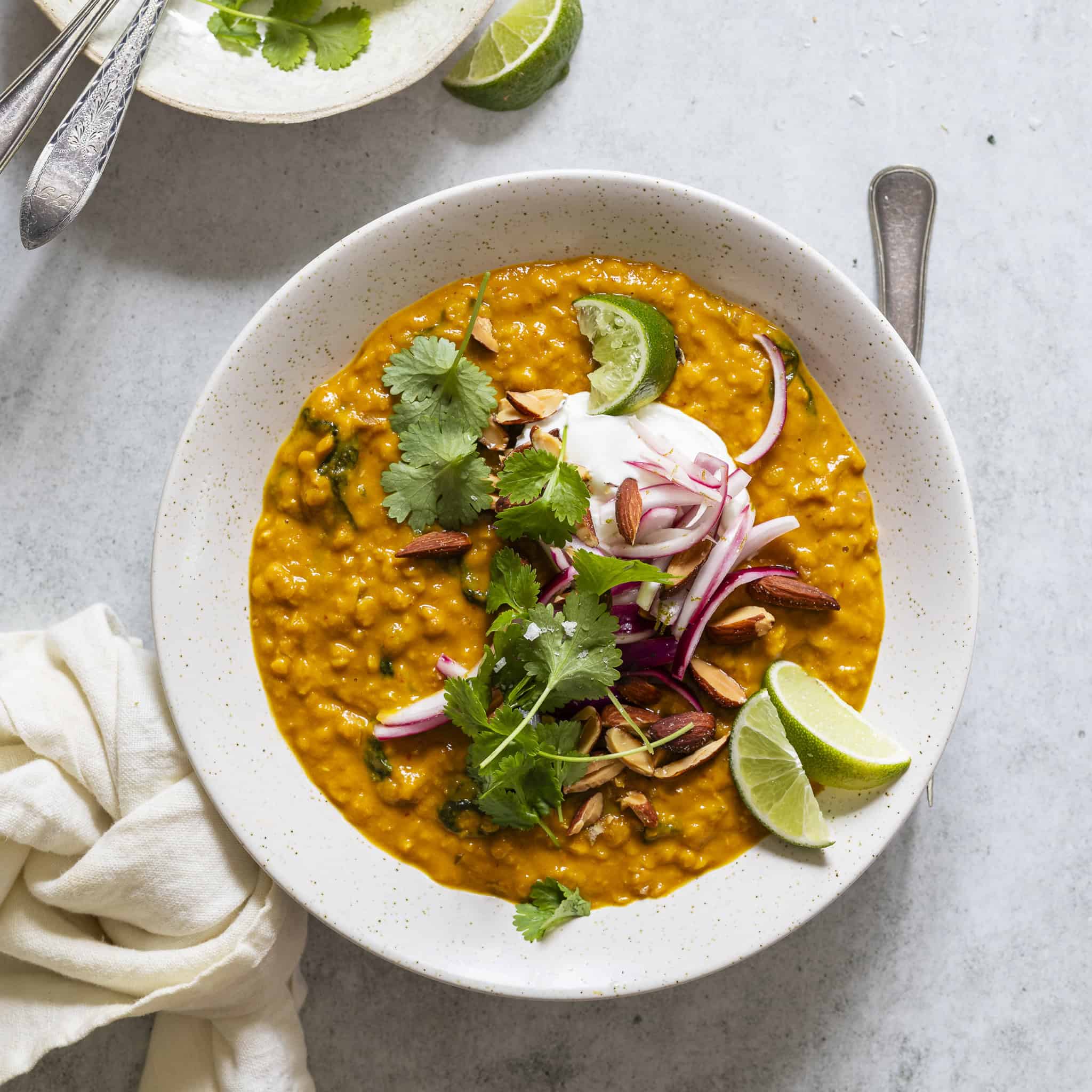 Dahl med kokosmælk, karrypasta og græskar