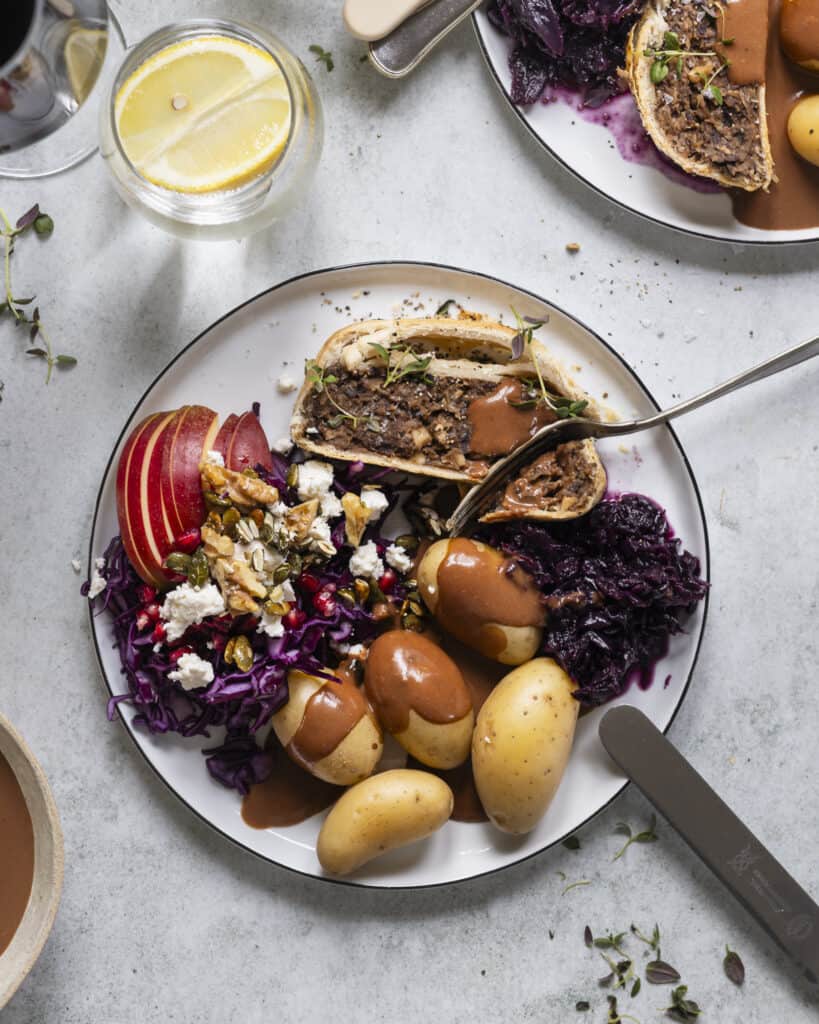 vegetar julesteg med aubergine og svampe ala morsbrød