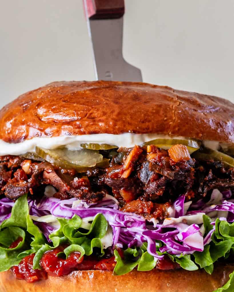 pulled portobello burger