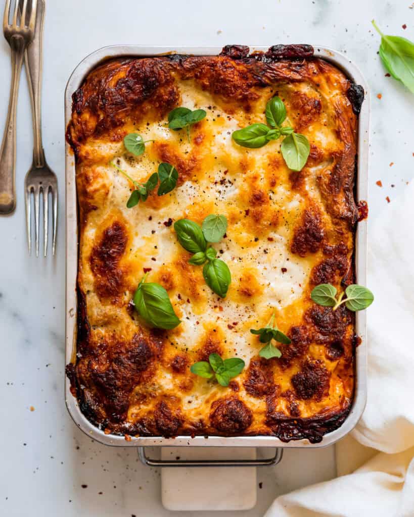 vegetarisk grøntsagslasagne med ost