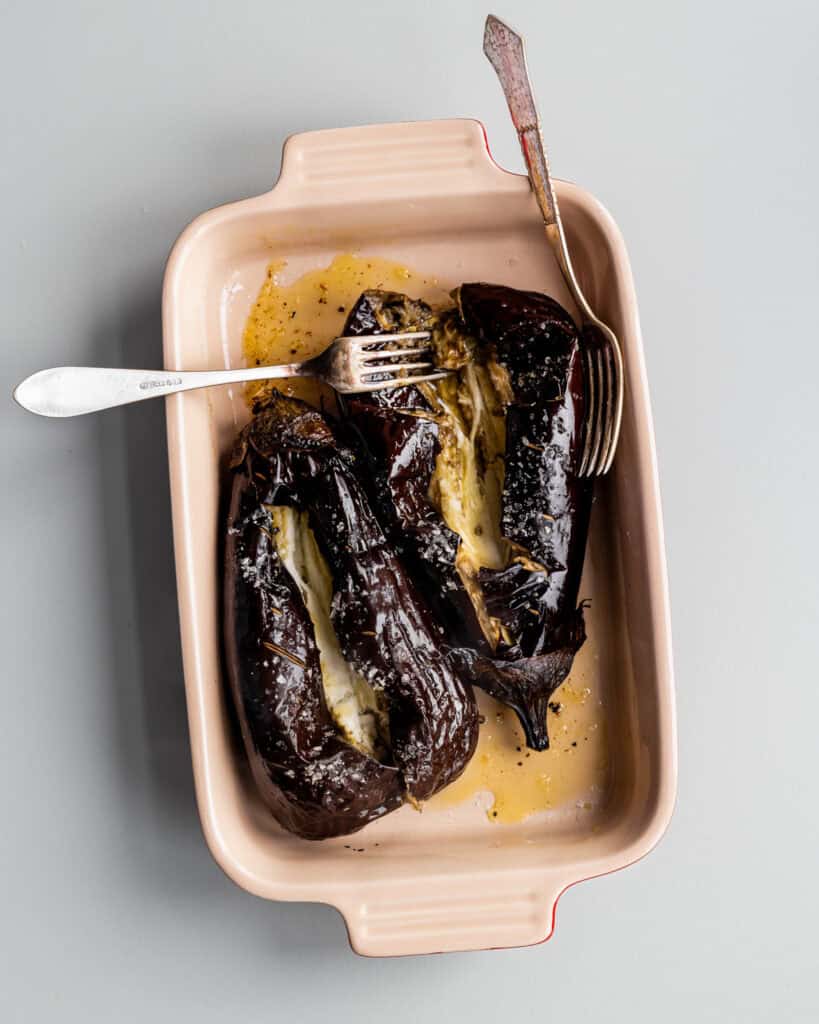 pulled aubergine dhal