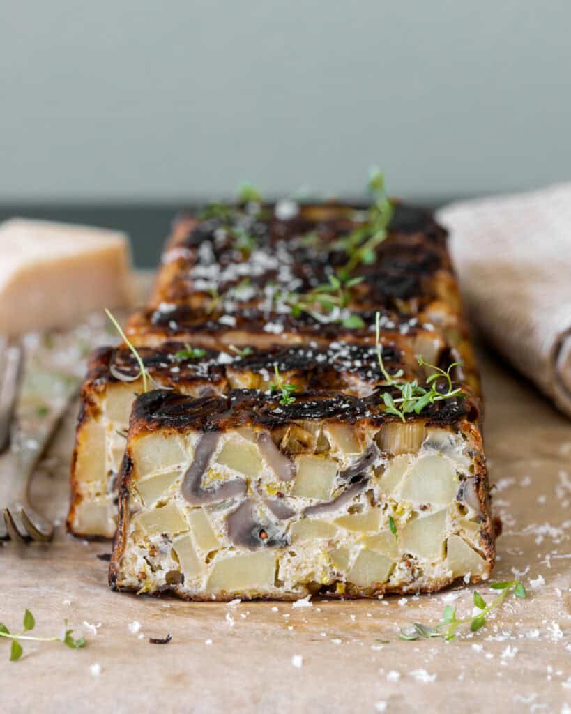 kartoffel gratin med svampe og porre