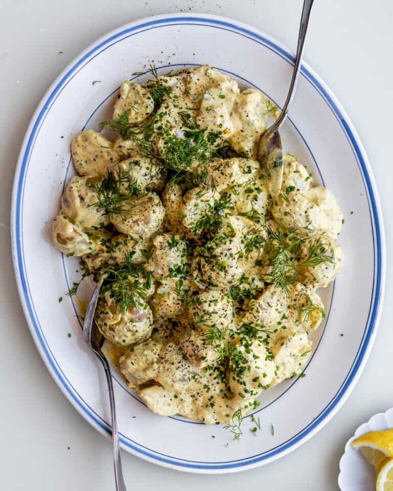 kartoffelsalat med karry og purløg