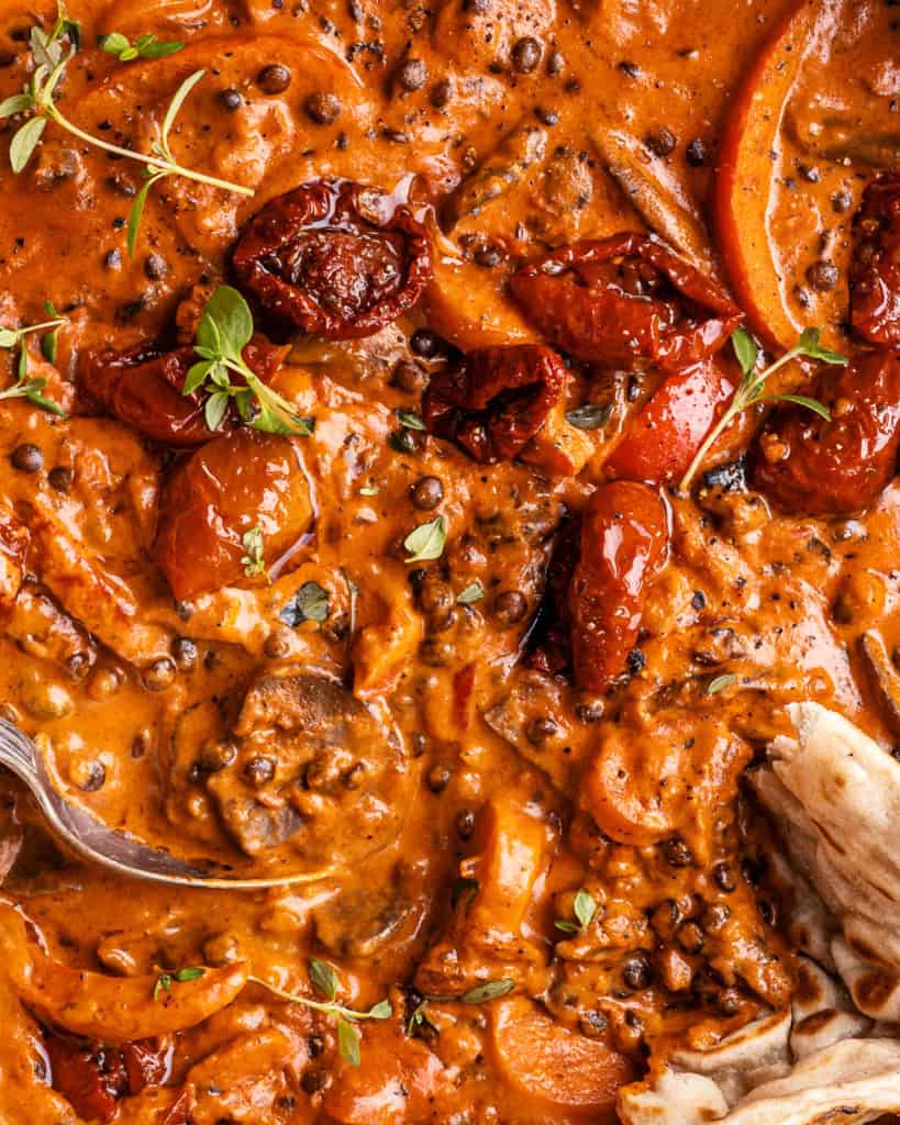 close up vegetarisk paprikagryde