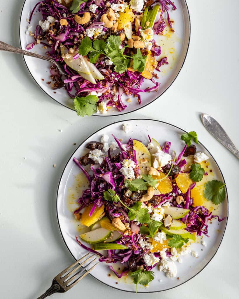 rød spidskålssalat med appelsin og feta